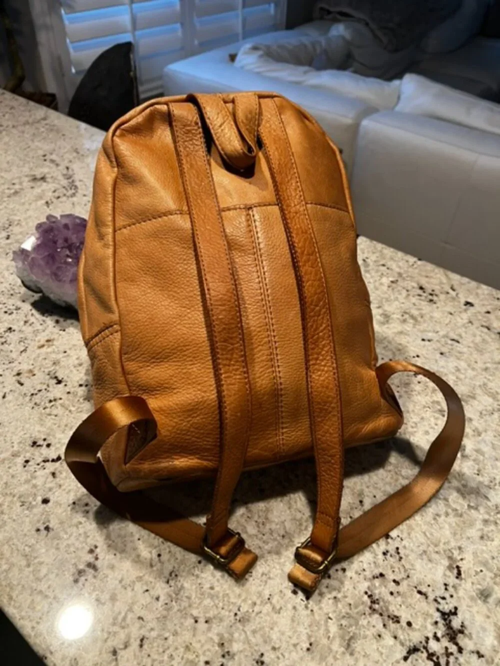 American Leather Co Rugged Back Pack ~ Butter Soft Natural Leather 14x12x5